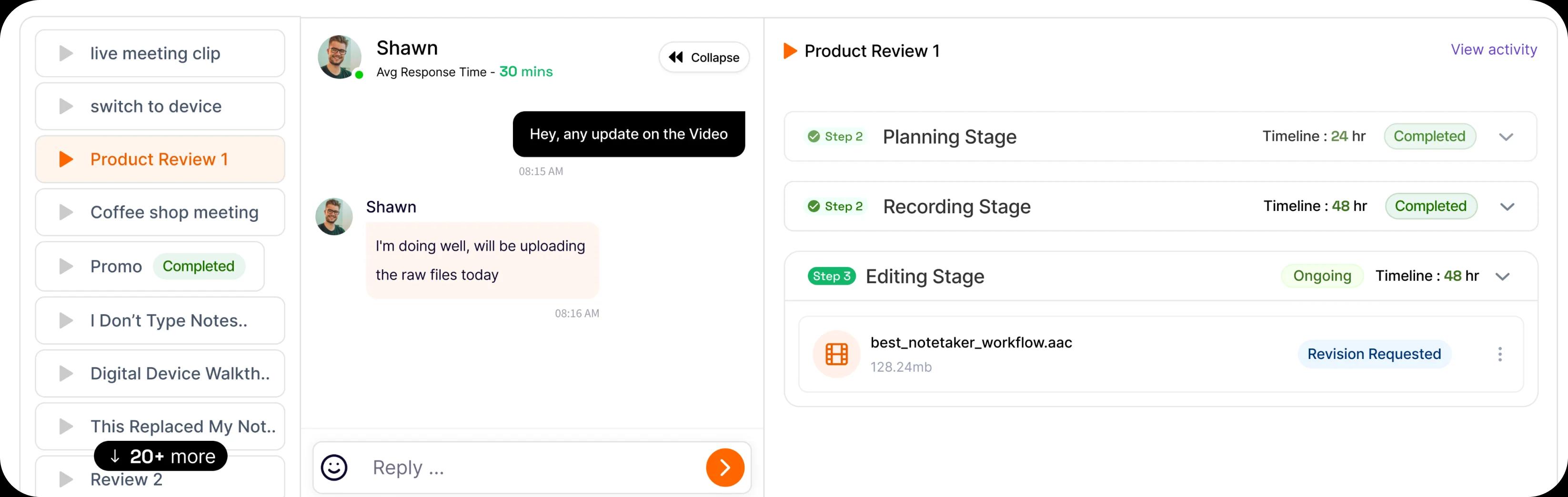 Videos dashboard