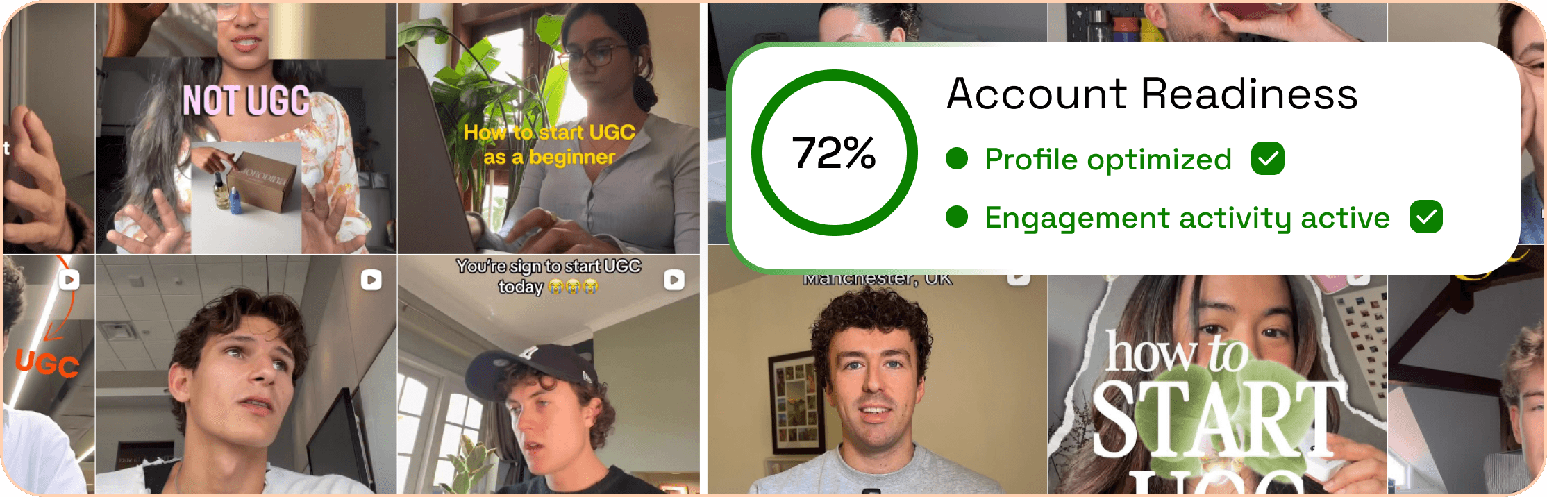 Account readiness and post grid preview